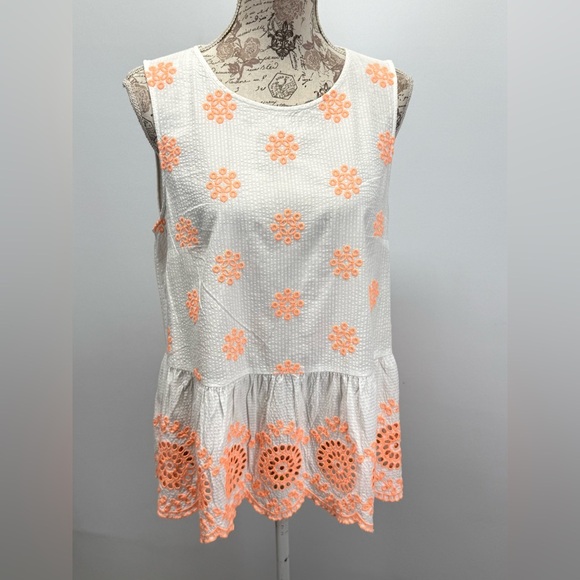 LILLY PULITZER White and Orange embroidered LILLIANA peplum Top size M - Picture 8 of 15